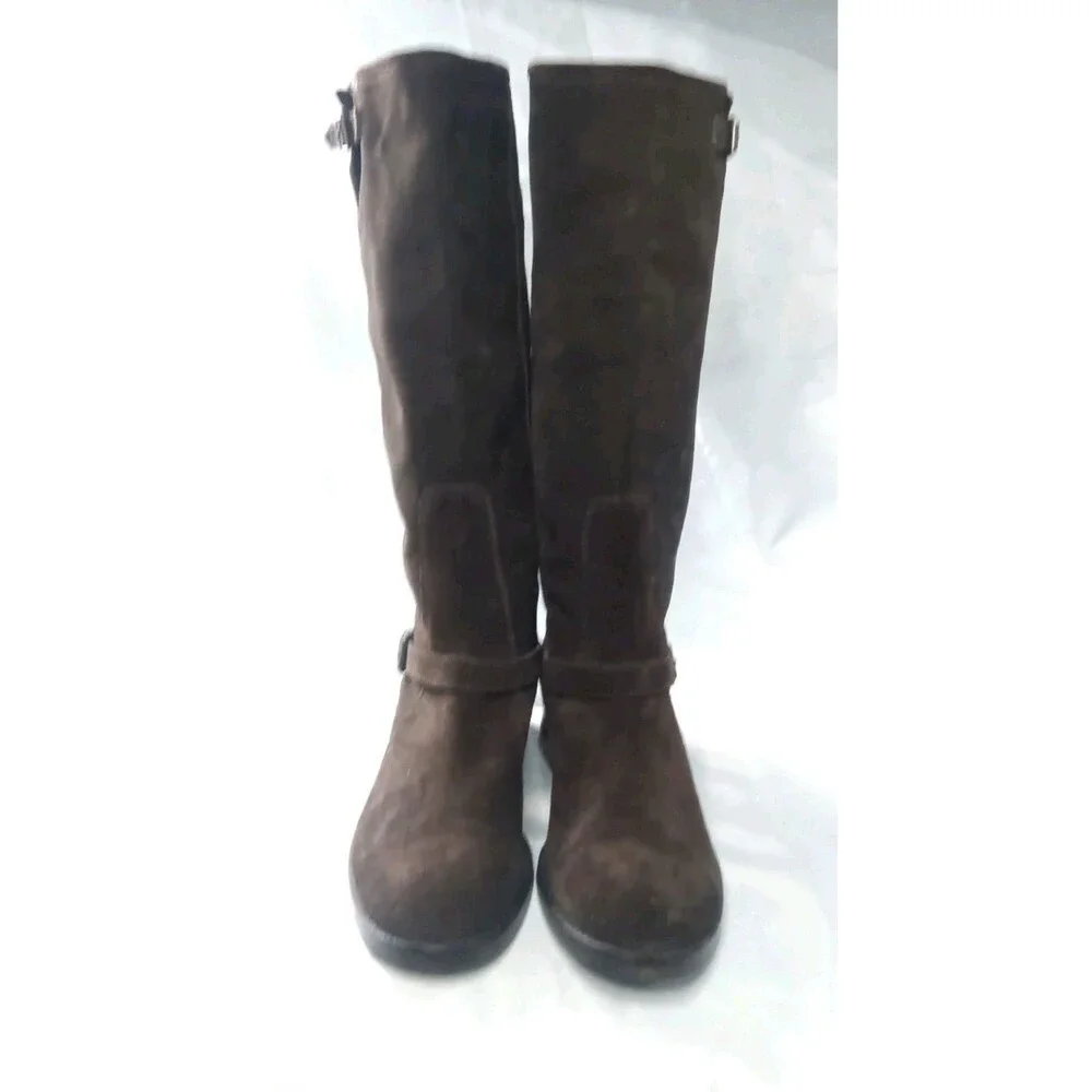 Saks fifth avenue Tall Suede Boots Womens Size 40.5 Brown Made in Italy